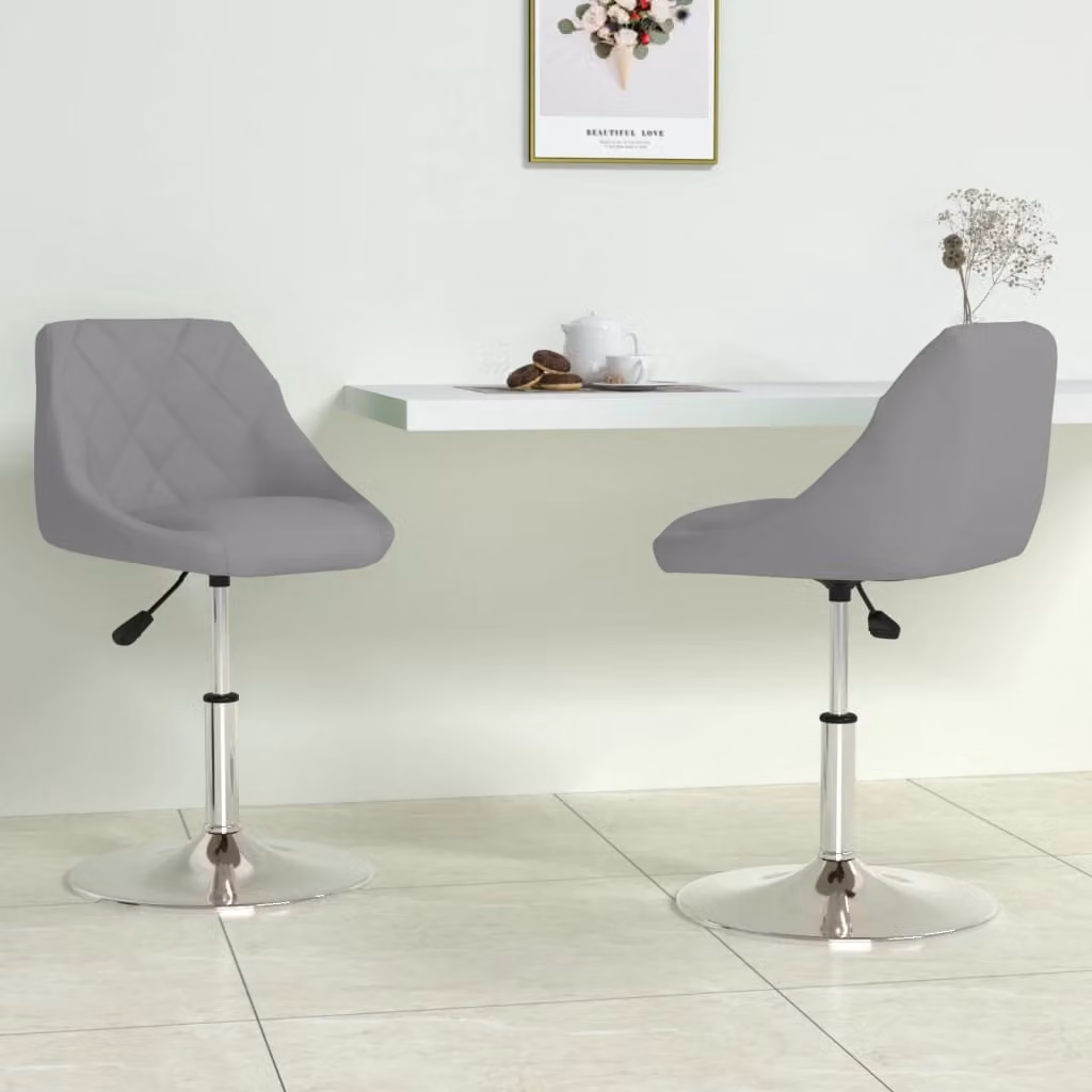 The Living Store Sedie da pranzo 2 pz. Girevoli Velluto grigio chiaro
