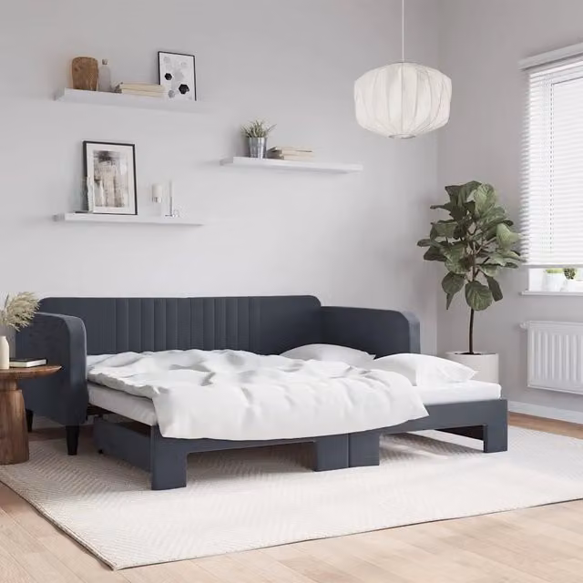 Divano Letto con Letto Estraibile vidaXL in Velluto Grigio per Soggiorno e Camera da Letto 90x190 cm – 1