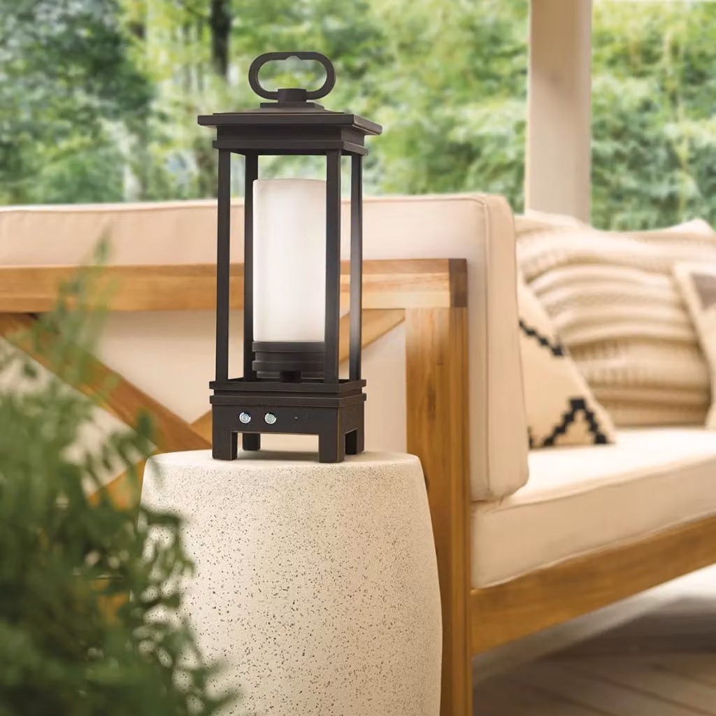 Lampada da tavolo Kichler South Hope LED con Bluetooth, ricaricabile, colore nero o marrone, per terrazza e giardino – 2