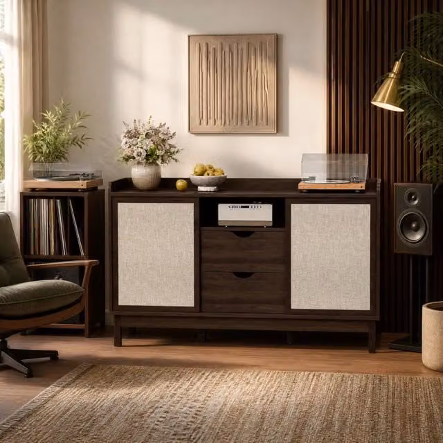 Credenza con ante scorrevoli e 2 cassetti, 150 cm