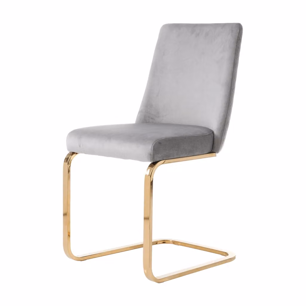 Set di 6 sedie da pranzo Chicfurn in velluto grigio con schienale trapuntato e gambe in metallo – 2