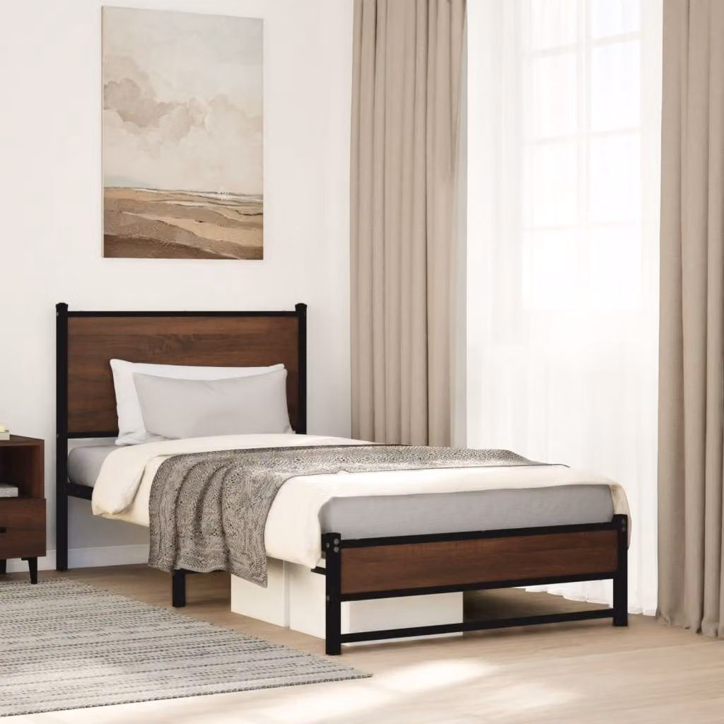 Giroletto senza materasso in metallo vidaXL colore marrone L/P/H: 90 x 190 cm