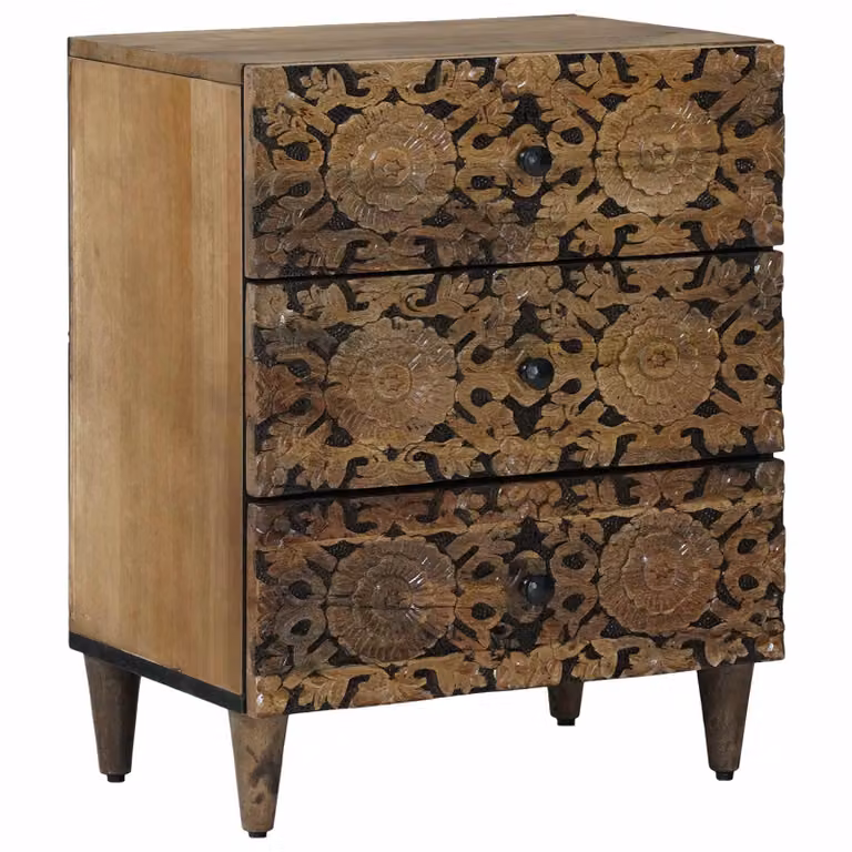 Mobiletto da letto moderno vidaXL in legno di mango marrone L: 50 cm, P: 33 cm, H: 60 cm