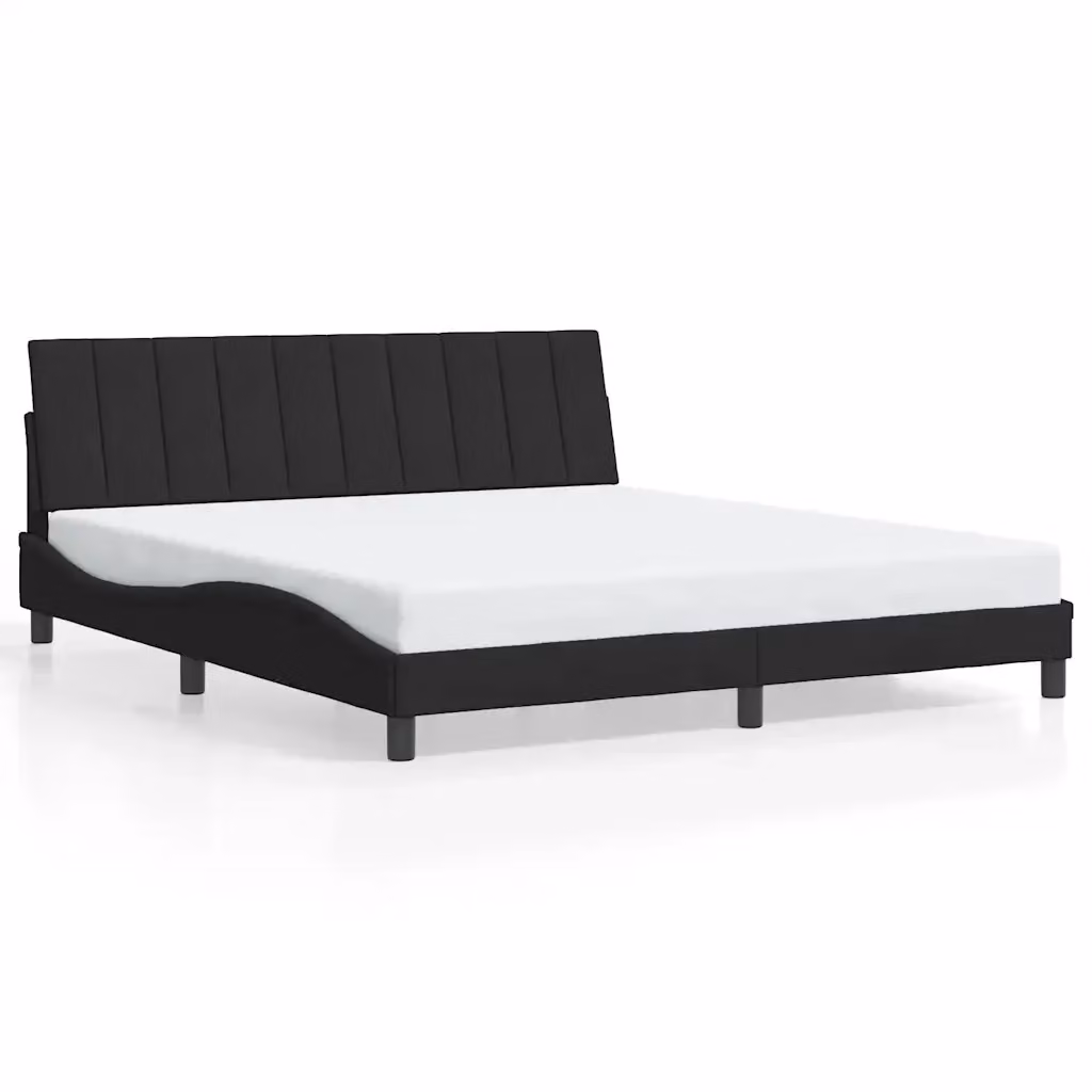 vidaXL Giroletto Hanko Nero in Velluto con Doghe in Legno L: 180 cm, P: 200 cm – 2