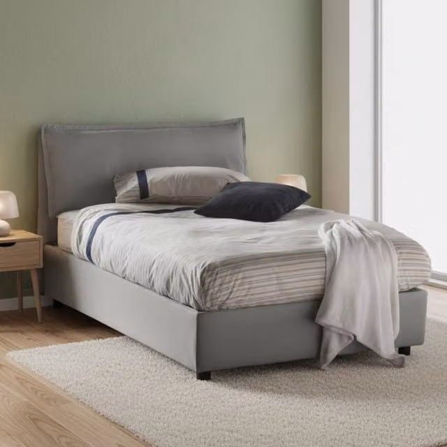 Asso, Letto Piazza e Mezza Sfoderabile Made in Italy, Grigio