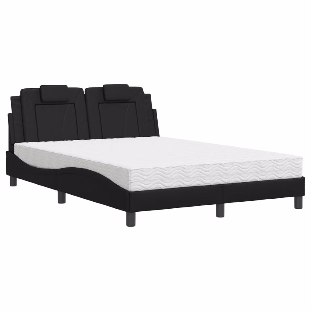 Letto Viana con Materasso Nero 140x200 cm in Pelle finta