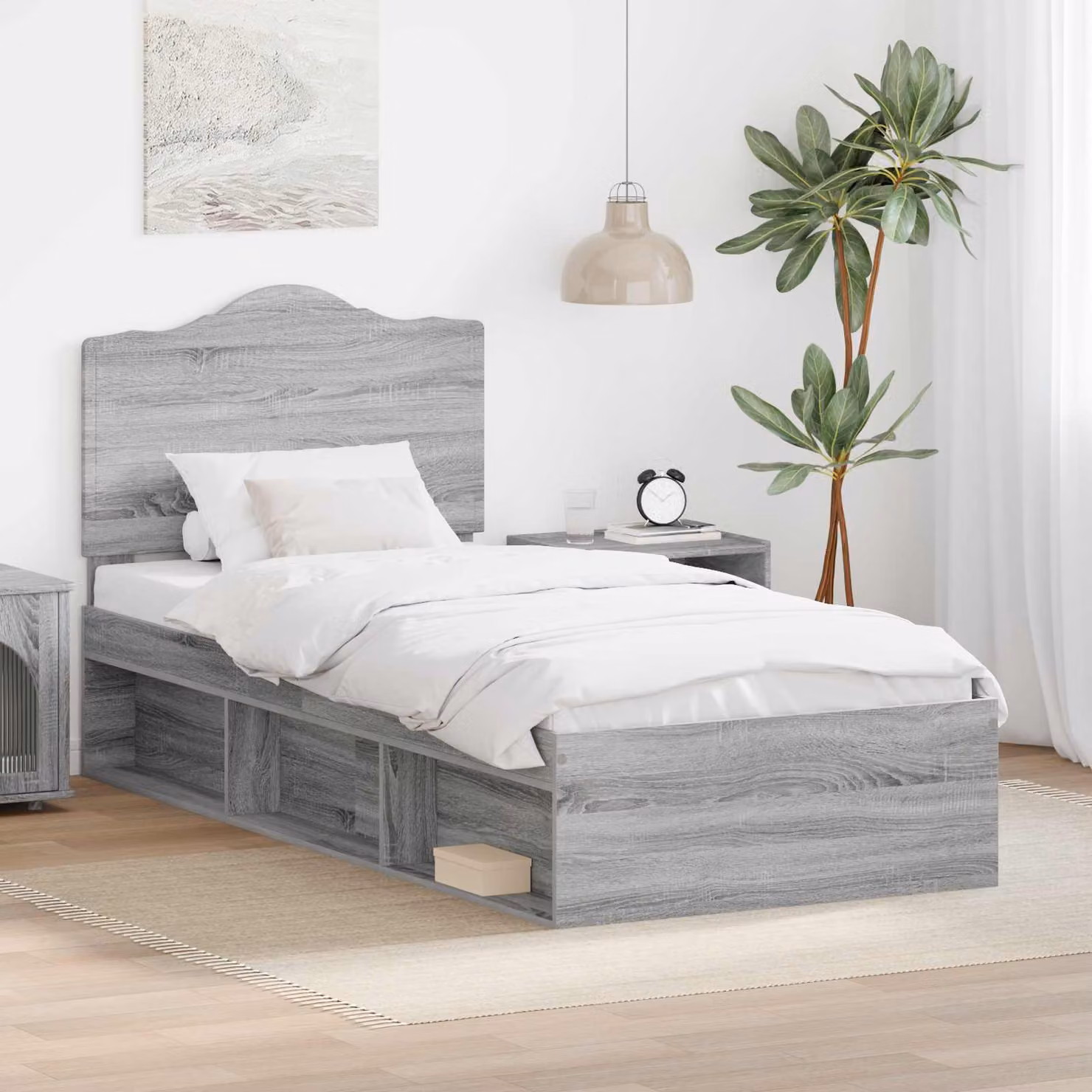 Struttura del letto vidaXL in pino massello Grigio, L 100 x P 200 cm