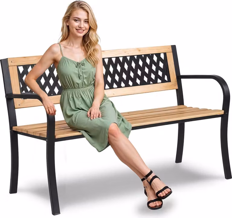 Panca da giardino con schienale 125 x 77 x 49 cm Elion Sofa