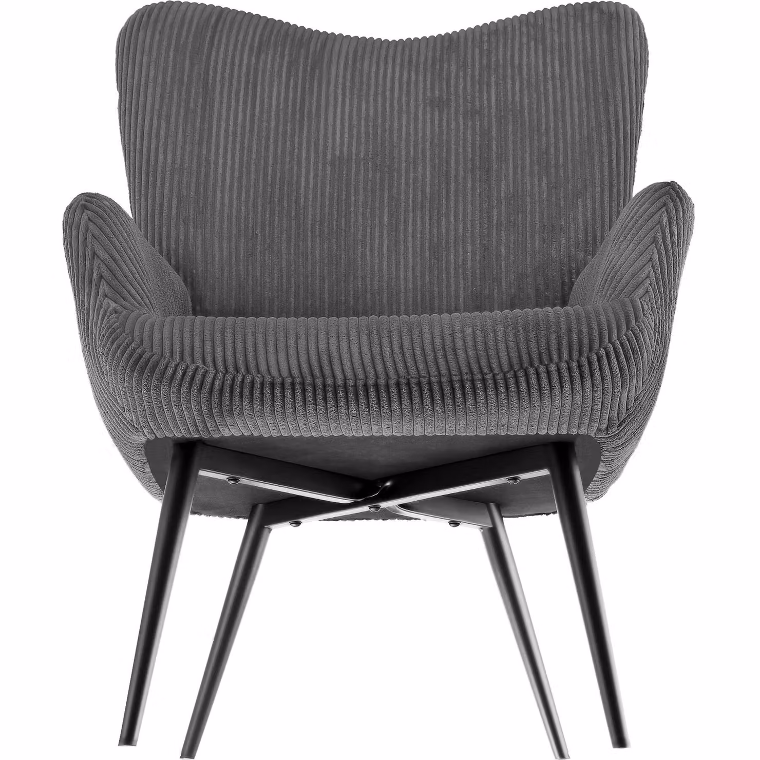 Poltrona Hygge tectake imbottita in velluto e corda, colore antracite e nero, L: 76,0 cm, P: 72,0 cm, H: 100,5 cm – 1