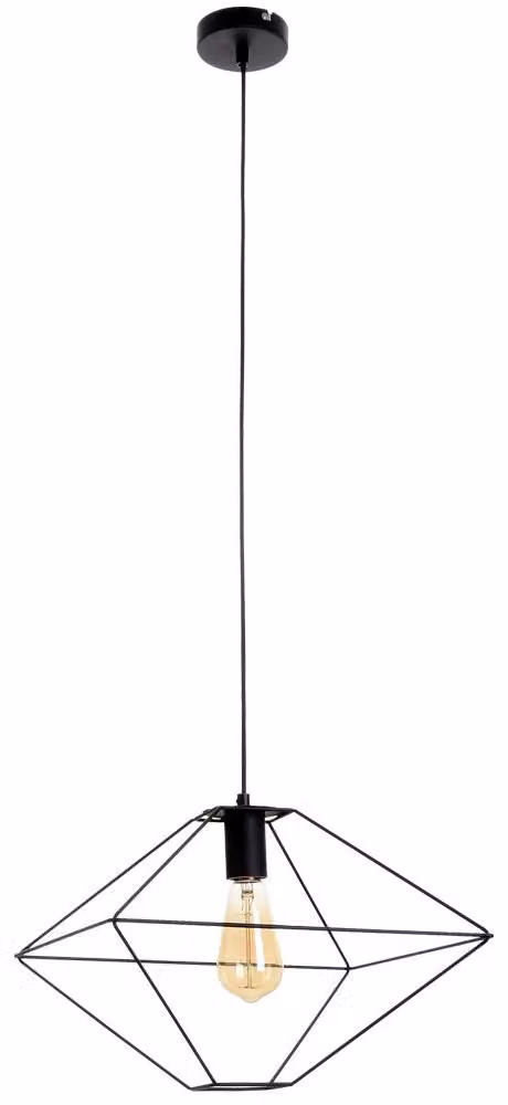 Lampada a sospensione LED RGB, metallo nero, design a gabbia, altezza 110 cm