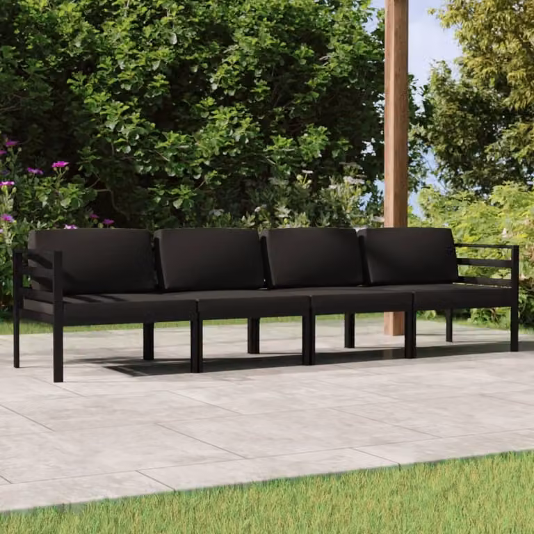 Maison Exclusive - Set Divani da Giardino 4 pz con Cuscini in Alluminio Antracite