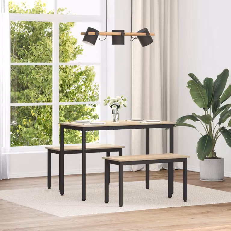 Panchina vidaXL in legno ingegnerizzato e metallo, stile minimalista, colore marrone e grigio, L: 80 cm, P: 35 cm, H: 45 cm