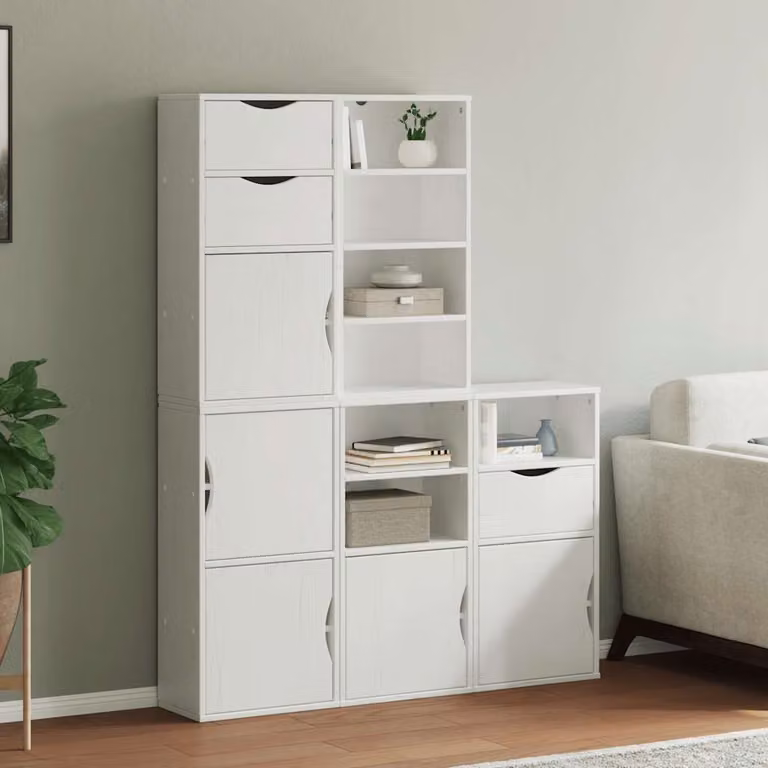 Set di 5 armadietti laterali vidaXL ODDA in legno di pino bianco, montaggio a parete, L 40 cm x P 24 cm x H 79 cm