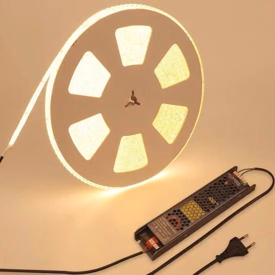 Striscia LED 20m Calda Bianca SMD 2835 - Impermeabile e Alta Luminosità