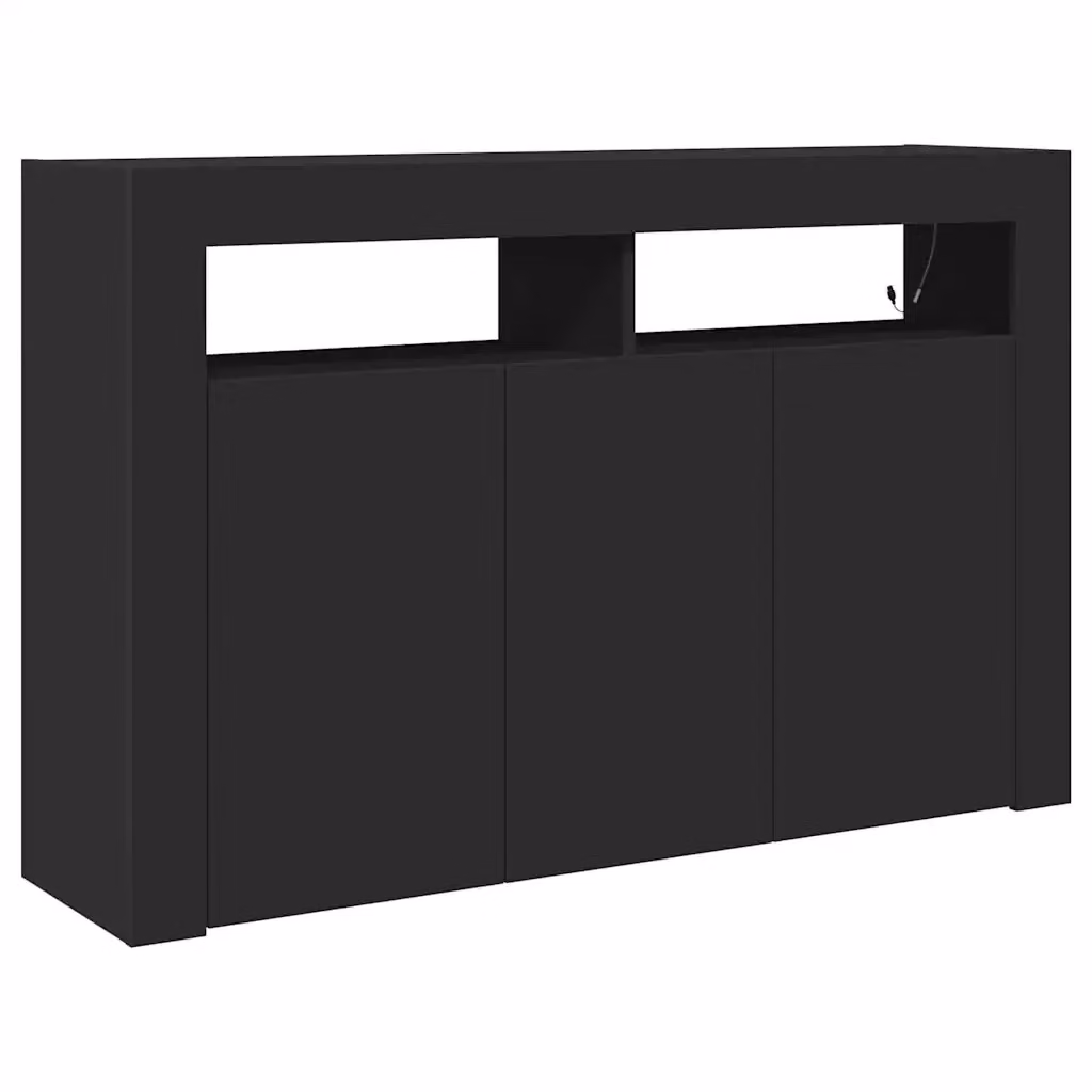 Credenza moderna vidaXL in legno MDF nero con illuminazione integrata L/P/H: 116 x 30 x 75 cm – 2