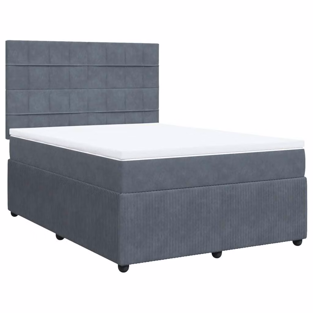 Giroletto a Molle con Materasso Grigio Scuro 140x190 cm Velluto