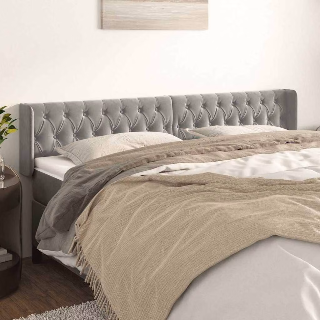 Testiera ad orecchio vidaXL in velluto grigio chiaro L: 183 cm, P: 16 cm, H: 78/88 cm