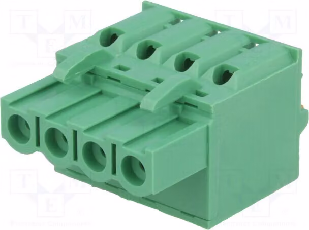 1 x Profilo di fissaggio disattivabile, percorso dritto: 4 connettori da 5,08 mm, sezione 2,5 mm², codice prodotto: 2EDGKDF-5.08-04P-14