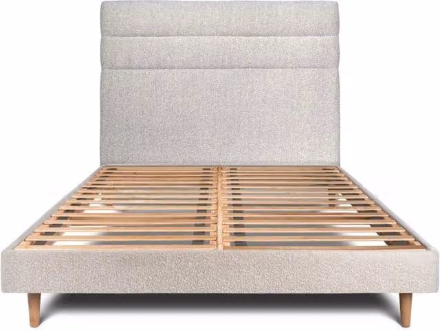 Letto 150x200 cm con testiera in linea - tessuto bouclé