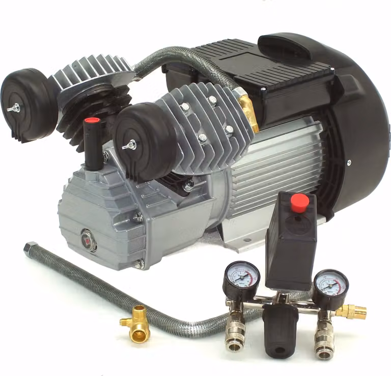 GRUPPO COMPRESSORE AD ARIA COMPRESSA 10 bar, cilindro a V, 356 l, 3 CV, motore elettrico 230 V, codice 44316