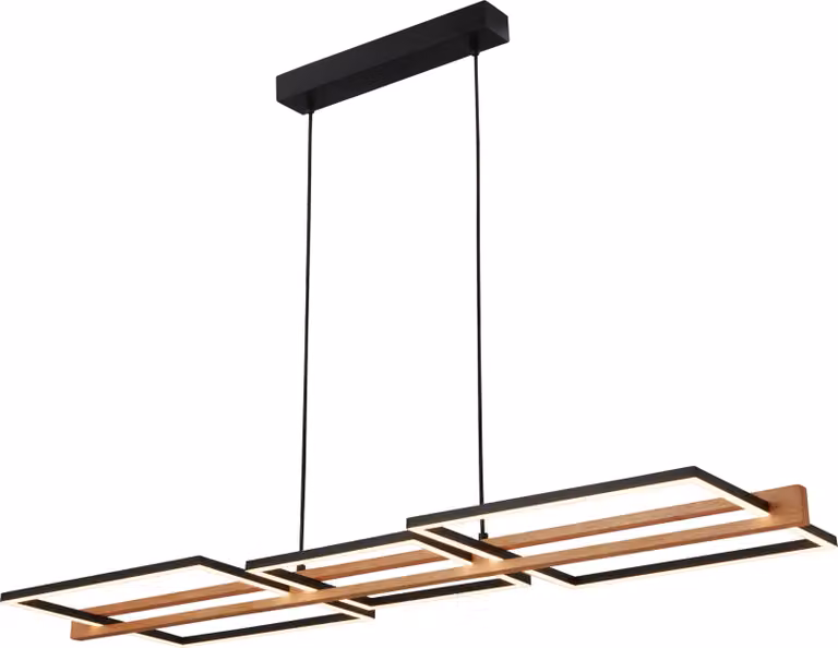 Briloner Moldura Lampada a sospensione LED, decorazione in legno, dimmerabile, bianco caldo, nero