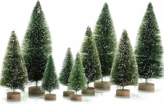 Mini alberi di Natale con neve artificiale e brina - Alberi di Natale in fibra di vetro per decorazioni fai da te (3 misure, verde)