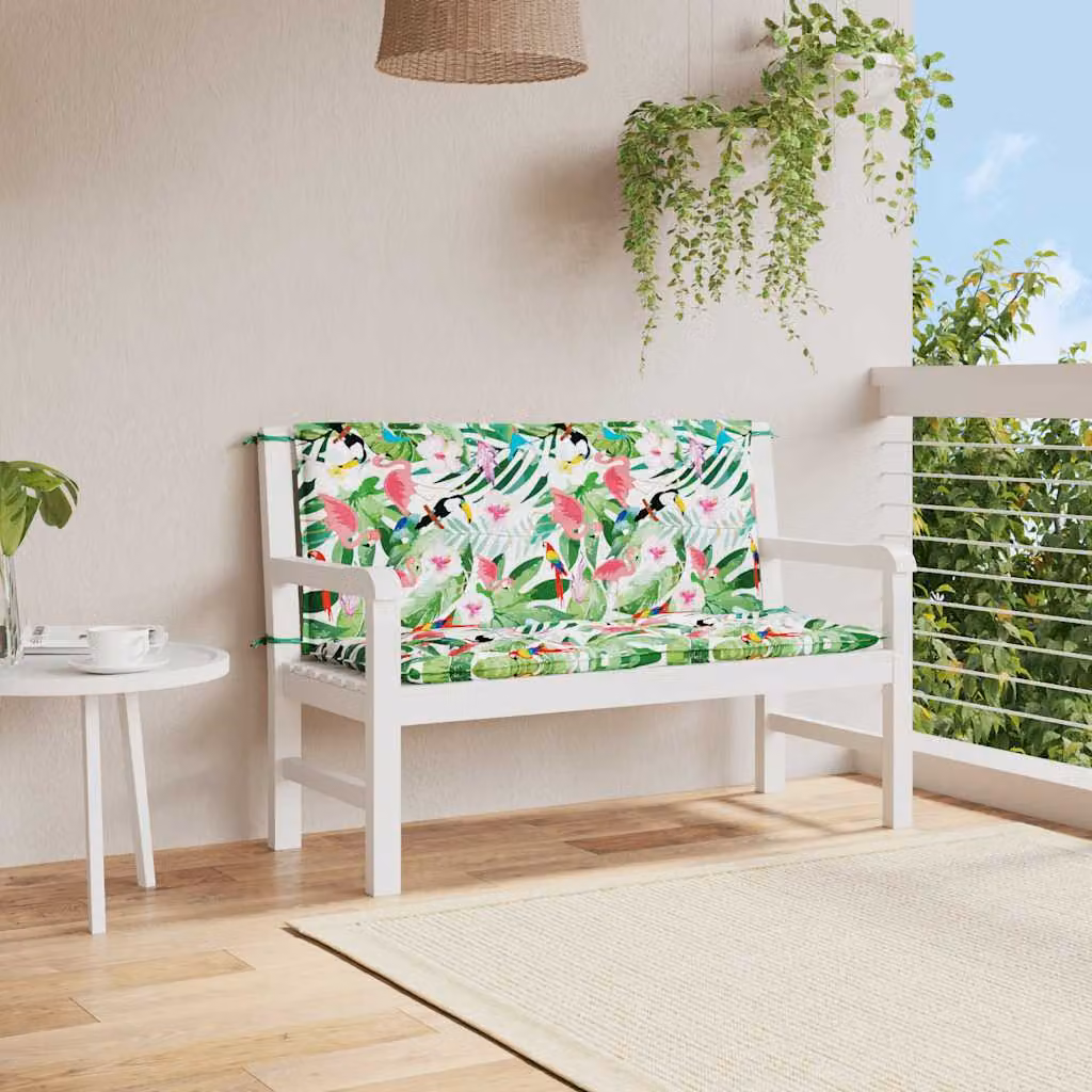 Set di 2 cuscini per panca da giardino vidaXL multicolore in tessuto impermeabile e resistente ai raggi UV L 120 cm x P 50 cm x H 7 cm