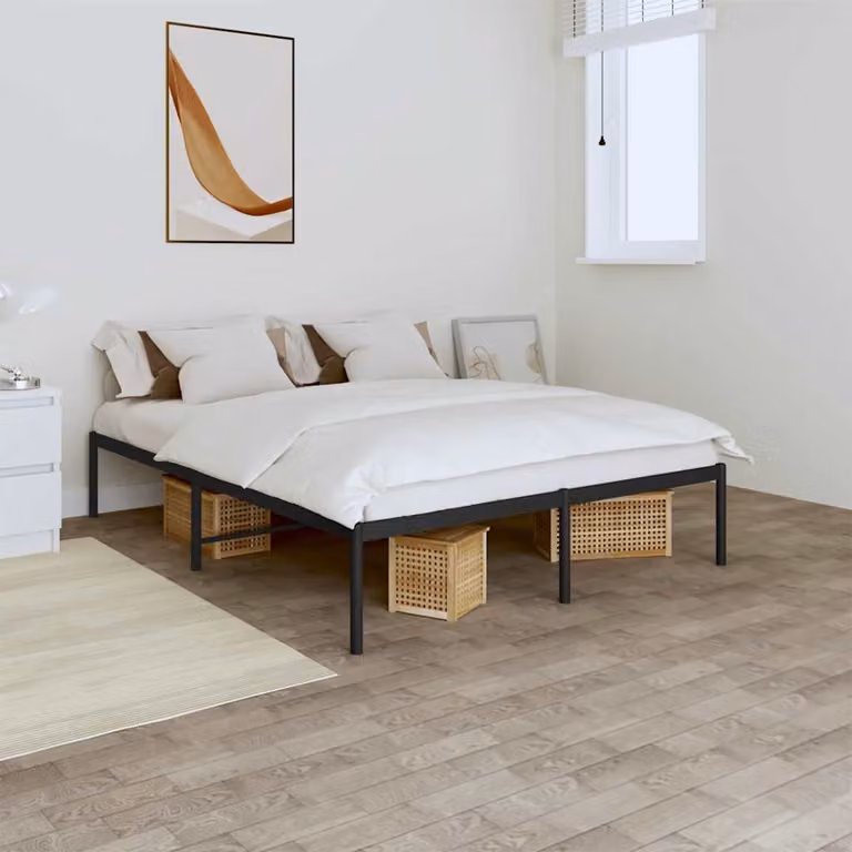 vidaXL Giroletto in Metallo Nero con Listelli Fissi L: 200 cm, P: 160 cm, H: 140 cm