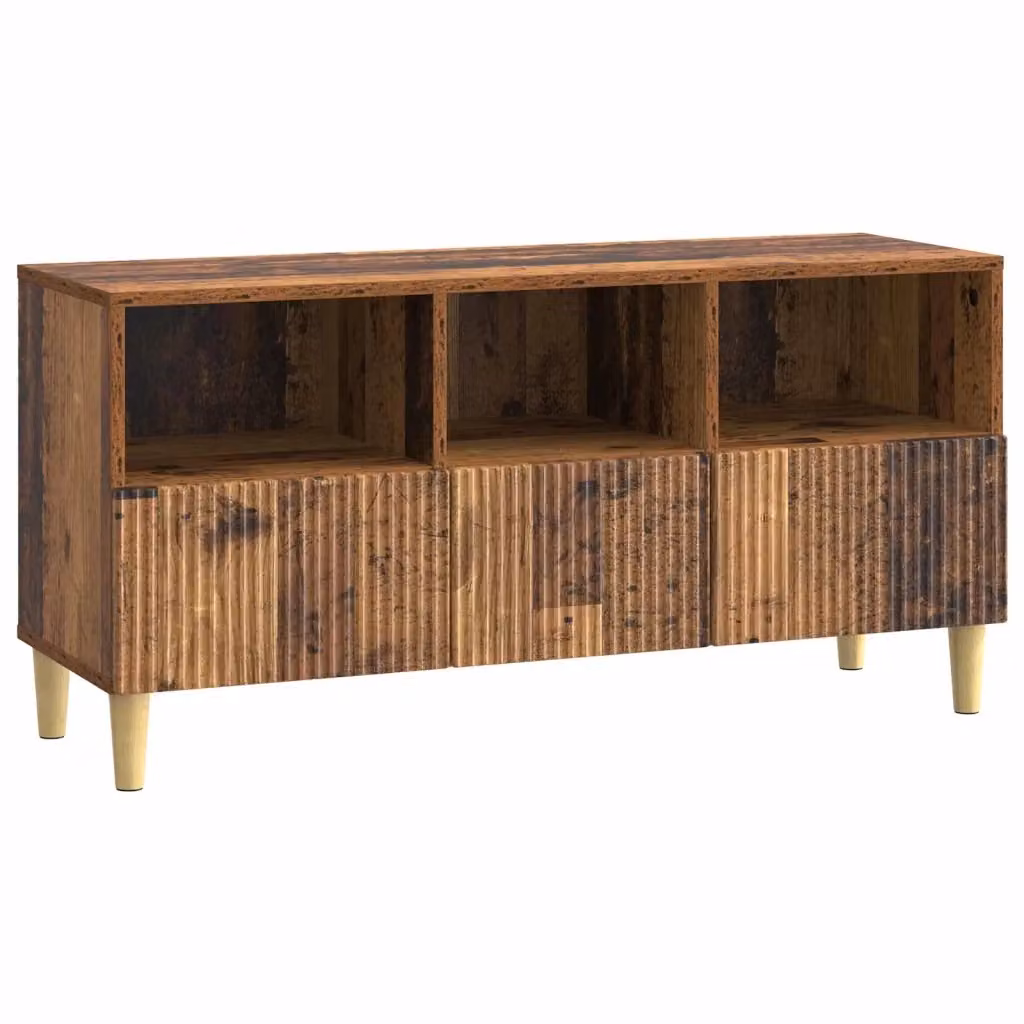 Mobile TV moderno in legno ingegnerizzato color marrone, L: 102 cm, P: 34,5 cm, H: 50 cm – 2