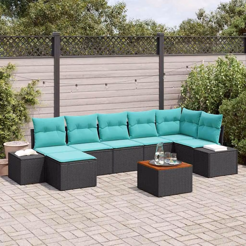 Maison Exclusive - Set da giardino composto da 8 pezzi, divano in rattan sintetico nero