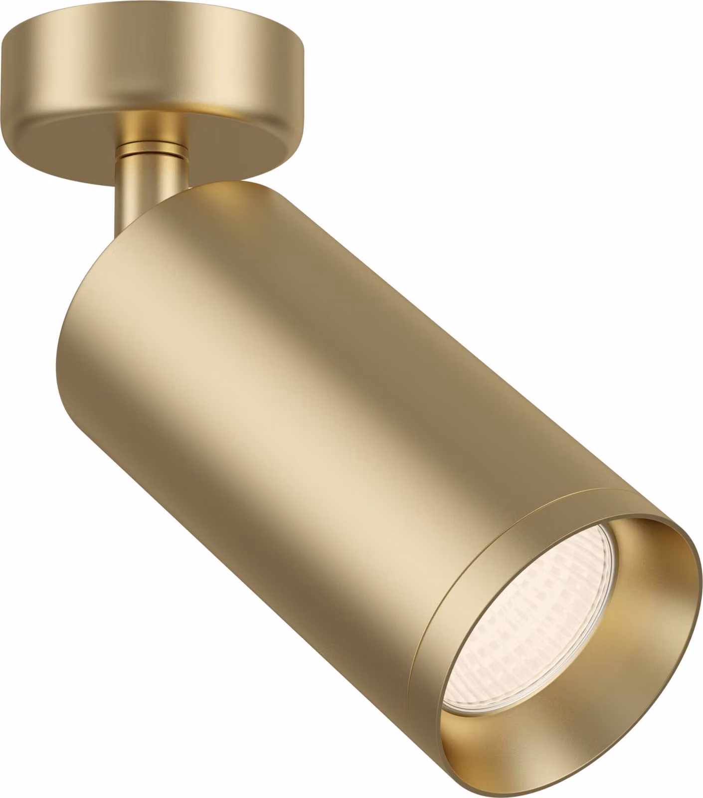Plafoniera, alluminio, oro opaco, faretto orientabile, L 13 cm