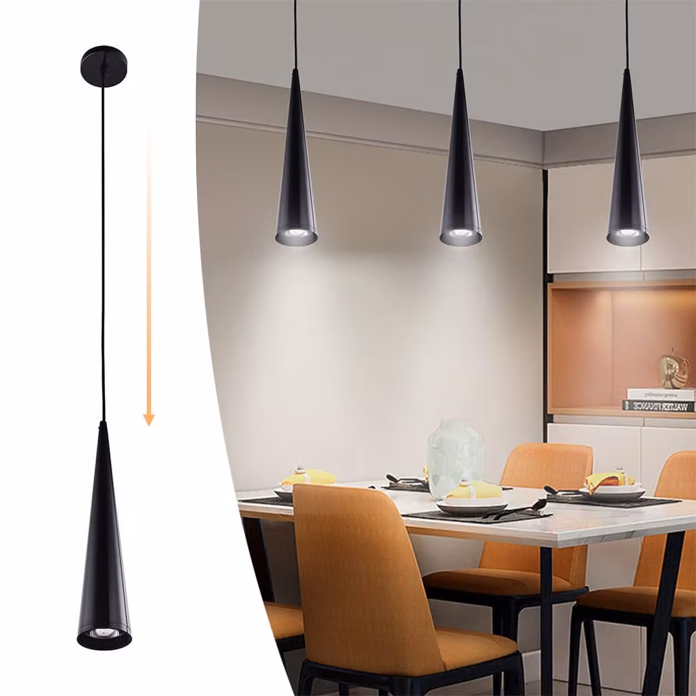Mini luce a sospensione nera Regolabile Luce a sospensione moderna a LED per l'isola della cucina Sala da pranzo Camera da letto Bar Cucina Tavolo da pranzo Lampade a sospensione 7W, bianco caldo