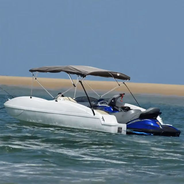 Bimini di Prua con Pareti Laterali in Rete a 4 Archi Videx Grigio Antracite L: 243 cm, H: 137 cm, Regolabile 170-182 cm