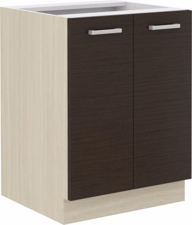 Armadietto inferiore a doppia anta CHRYSI - larghezza 60 cm, rovere ferrara / legano scuro