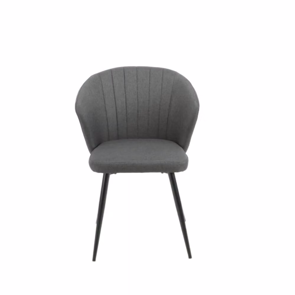 Set di 2 sedie Krid in tessuto velluto grigio scuro con piedi in metallo nero per soggiorno e sala da pranzo – 2