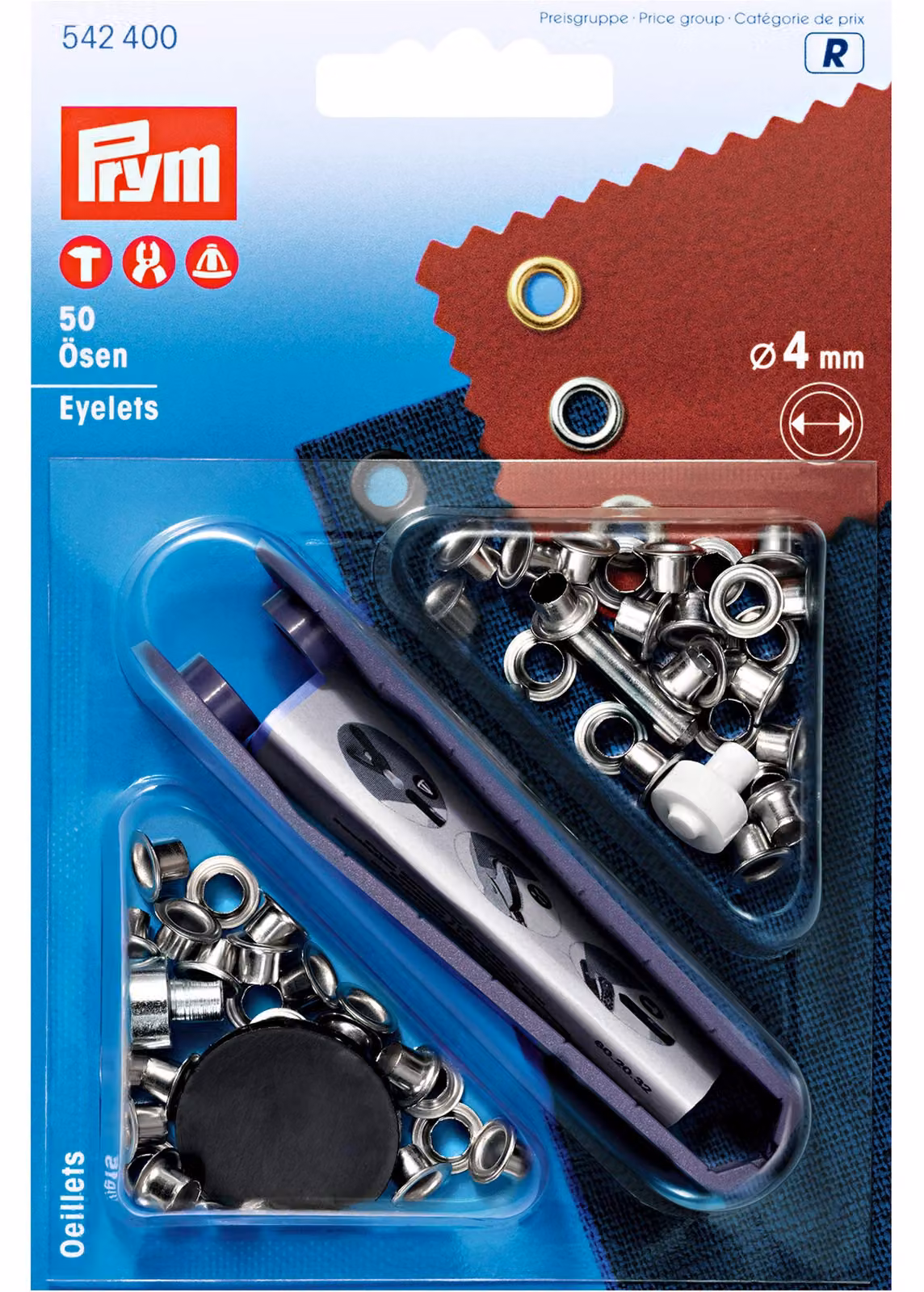 Occhielli con rondelle, 4 mm, argento, metallo, 1 pezzo
