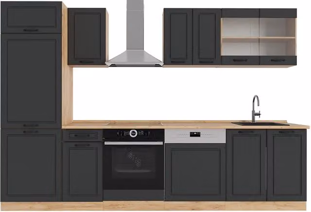Cucina componibile R-Line Vicco colore Antracite e Rovere dorato, L: 300 cm, H: 206.8 cm, P: 60 cm