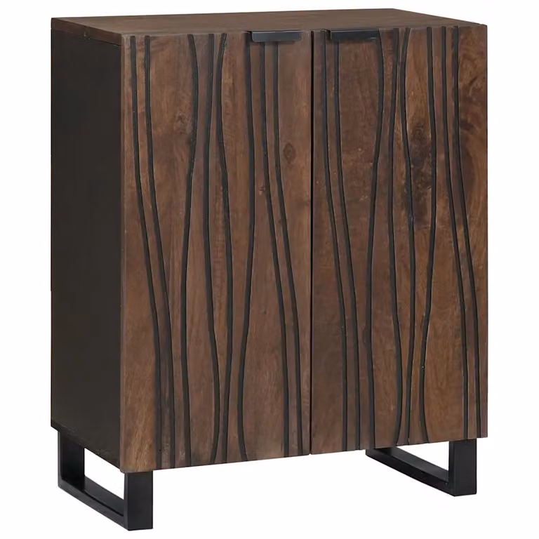 Credenza vidaXL in legno di mango massello color noce, stile rustico, L 60 x P 33,5 x H 75 cm
