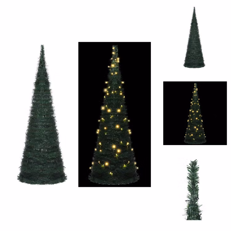 vidaXL Albero di Natale artificiale pop-up con illuminazione verde 180 cm - Alberi di Natale