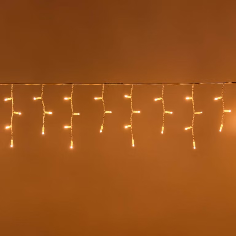 Lampada a stalattiti LED Xmas King 3,2 x 0,4 m, 56 SUPER-LED, collegabile, PROFI 230 V, per esterni, ghiaccioli bianco caldo