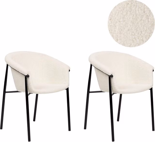 Set di 2 sedie da pranzo BELIANI in tessuto bouclé bianco con design moderno e contemporaneo
