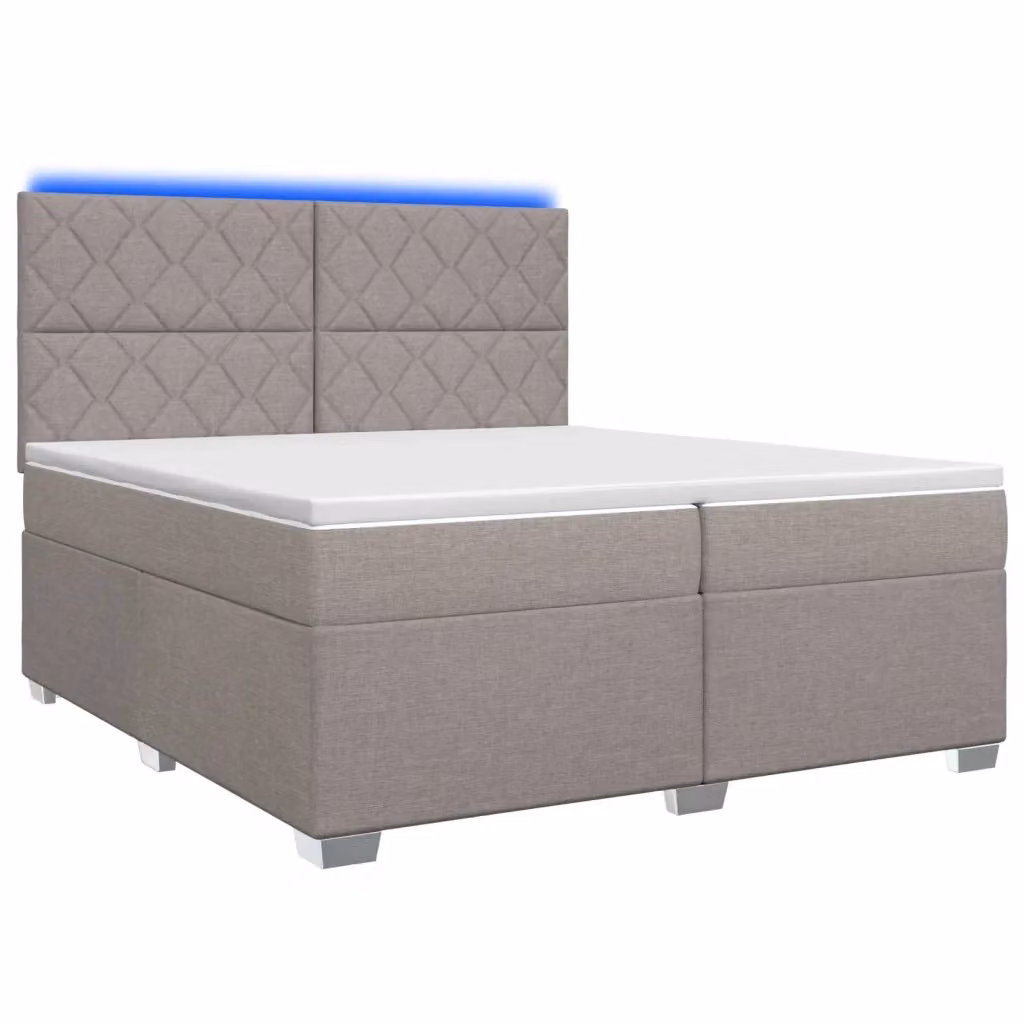 Letto box spring con materasso vidaXL in tessuto beige e bianco con base contenitore e porta USB L/P/H: 200 x 200 x 140 cm – 2