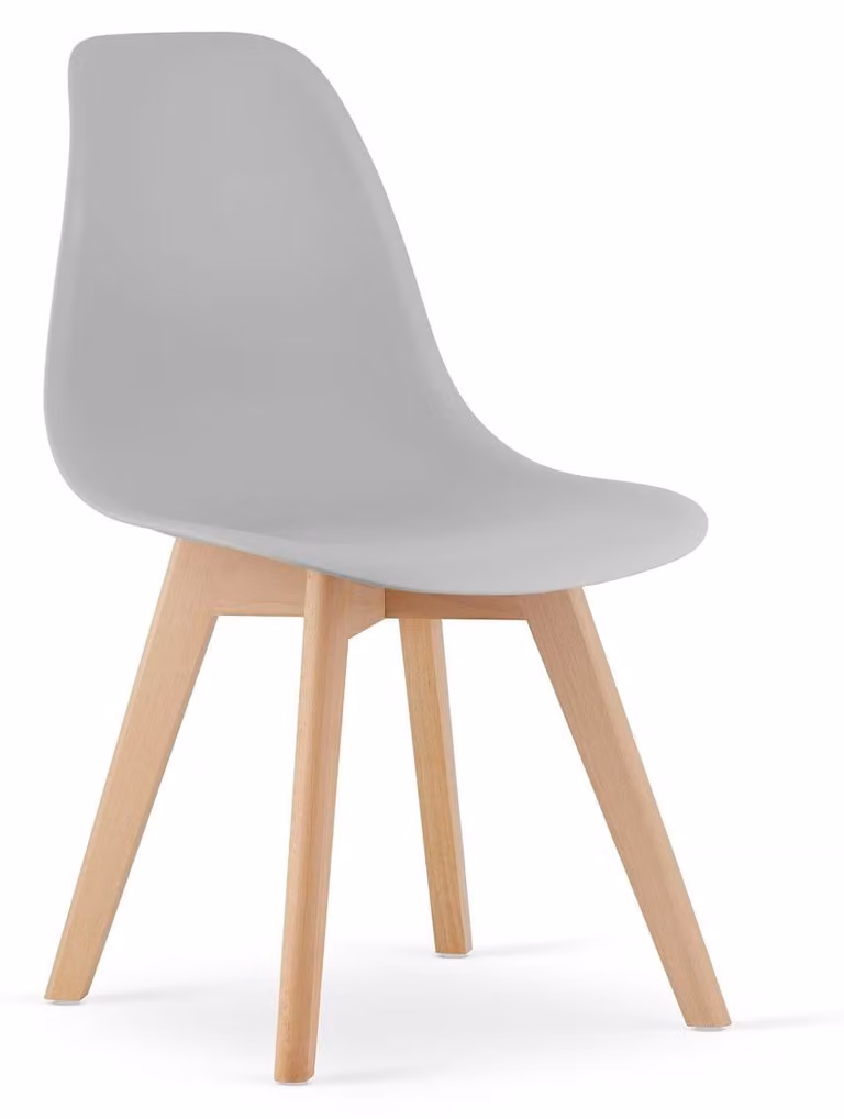 Sedia di design Kito grigia con gambe in legno di faggio