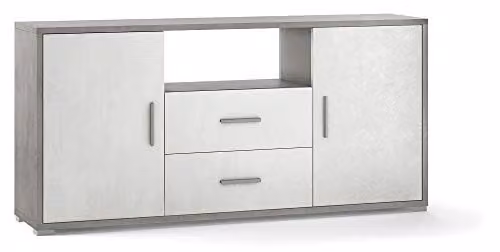 Sarmog Kit Mobile Multiuso 2 Ante 2 CASSETTI H84 L174 P41 Cm Struttura Cemento Frontale Bianco Db802k