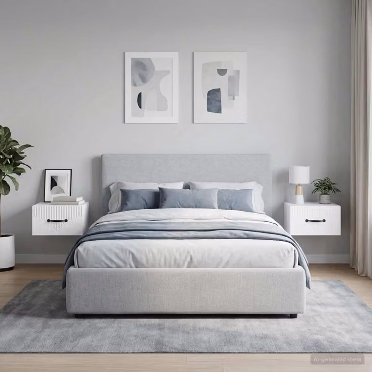Set di 2 comodini sospesi vidaXL Bianco Lucido L 34,5 cm x P 33 cm x H 20 cm