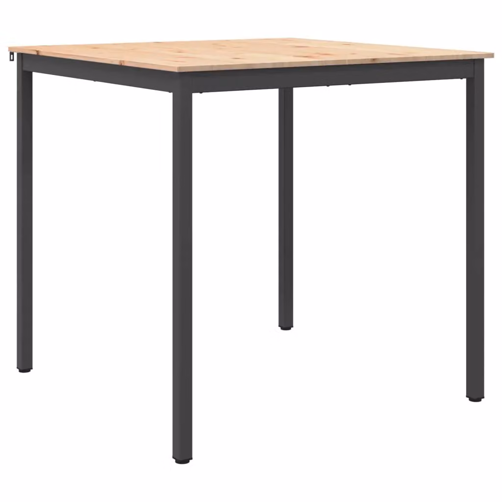 vidaXL Tavolo da bar quadrato in pino massello e metallo, Marrone, L: 110 cm, P: 110 cm, H: 105 cm – 2