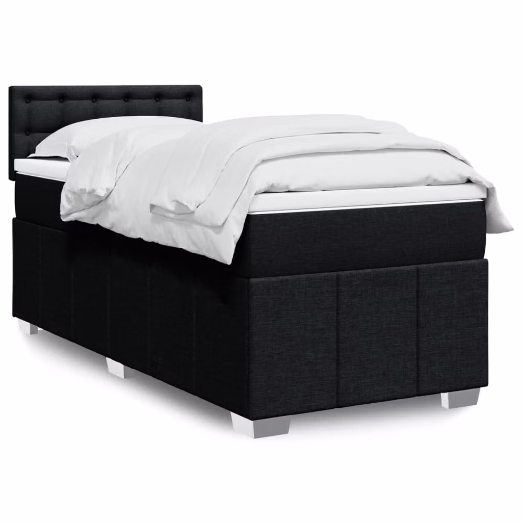 vidaXL Giroletto a Molle con Materasso Ibrido in Tessuto Nero L: 100 cm, P: 200 cm – 1