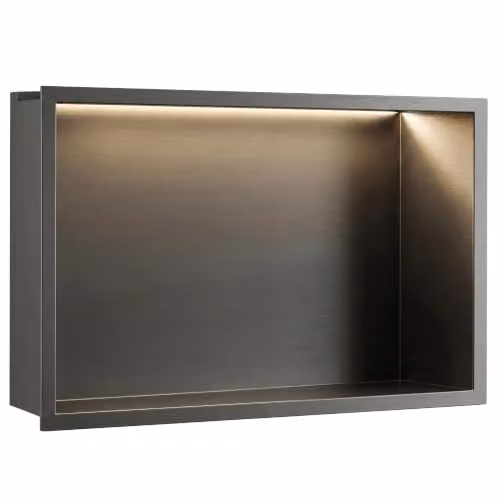 Rea - Mensola a incasso per bagno a led 30 x 45 titanio - 10 x 48 x 33 cm