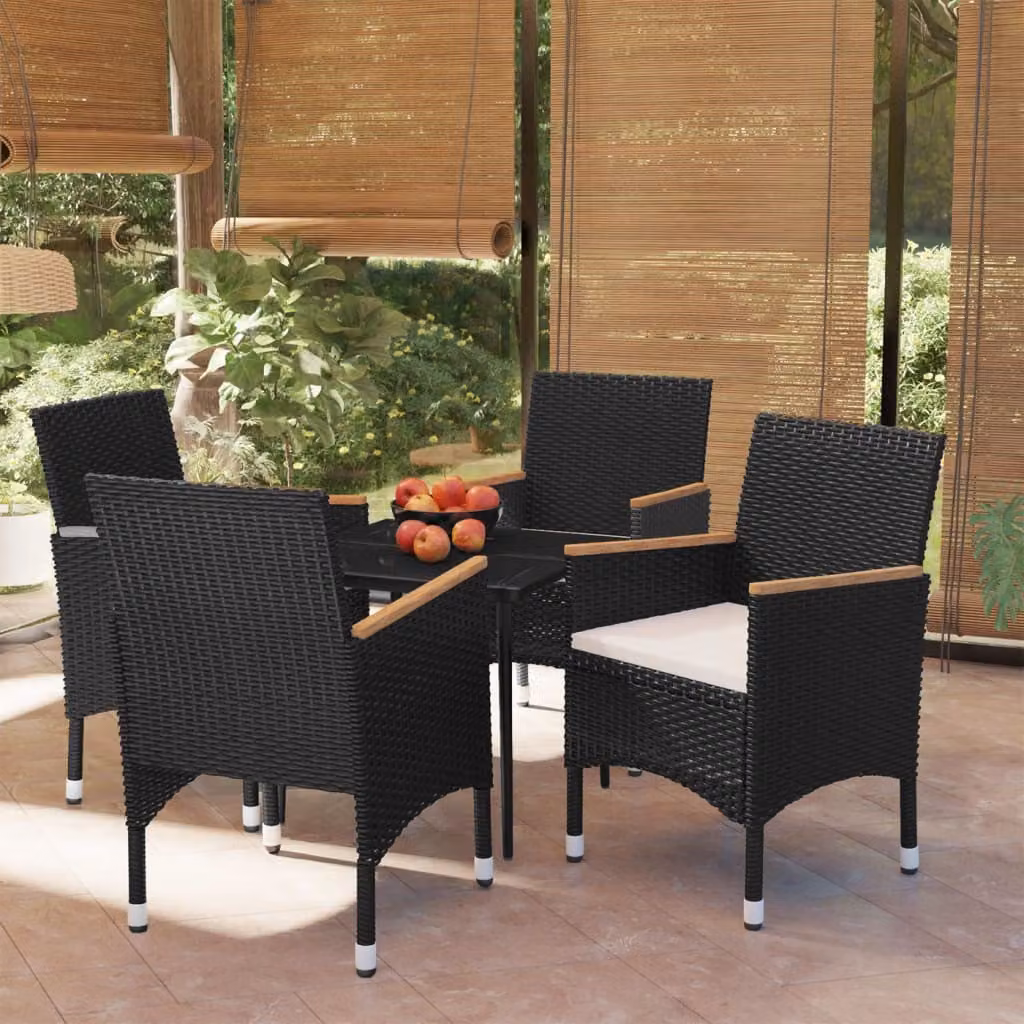 Maison Exclusive - Set da pranzo da giardino a 5 pezzi con cuscini, nero