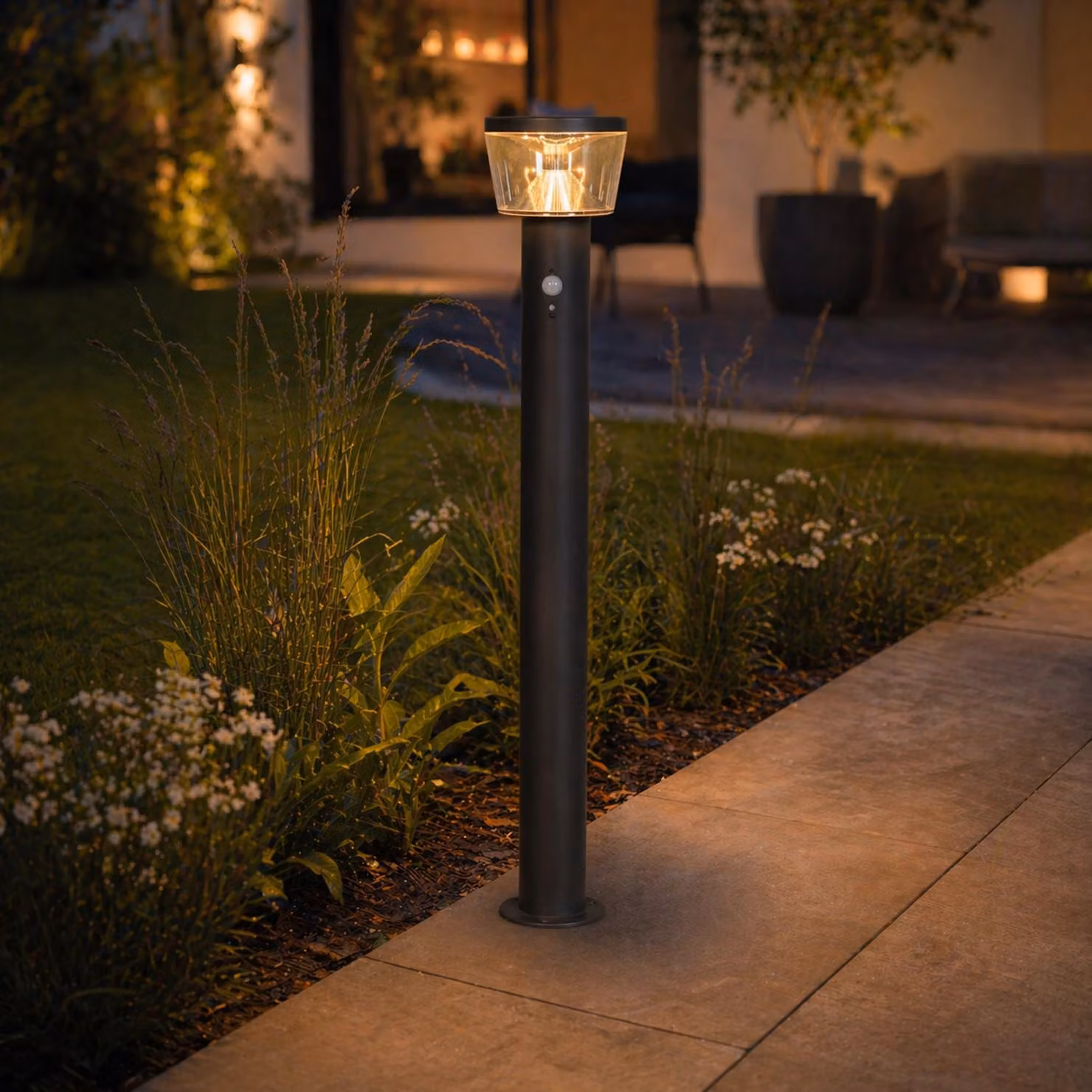 Lampada da esterno a energia solare con sensore di movimento - 3 modalità - Pannello solare di alta qualità - A: 94 cm - Acciaio inossidabile